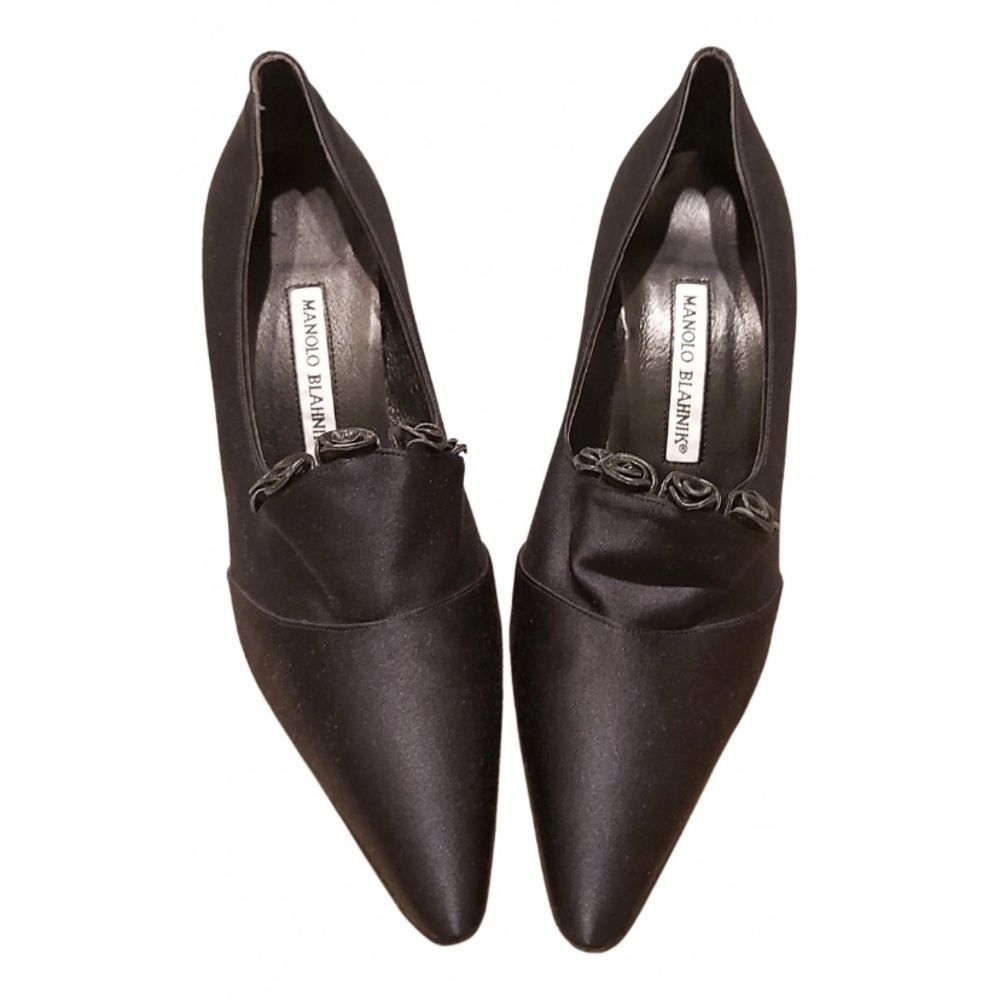 Manolo Blahnik Black Satin Heels
